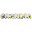 This image portrays a graceful funeral flower tribute spelling the word "GRANDPA" in robust, uppercase letters, carefully arranged in a straight horizontal line, much like you might find at a memorial gathering in South Hackney. Each letter is fully covered in an abundance of small white chrysanthemums or carnations, their rounded petals layered so tightly that they create a thick, cushioned effect, with a soft, almost velvety texture. The overall whiteness of the letters conveys purity, calm, and a sense of quiet respect, making the word stand out clearly while still feeling gentle on the eye. To bring subtle colour and depth, the florist has woven in accents of deep purple and soft lavender blooms-perhaps lisianthus or spray chrysanthemums-interspersed with fresh green leaves. These touches of colour are nestled in significant points across the tribute: at the base curl of the "G," in the triangular gaps of each "A," along the vertical line and bowl of the "P," and occasionally within other letters to create a balanced flow. The purple notes introduce a sense of reflection and reverence, while the green foliage adds freshness and life. All the letters are anchored by a slim, dark green support frame that runs behind them, mostly hidden from view but essential for stability when the piece is placed on a coffin top or stand. The arrangement feels like a heartfelt message in floral form, the kind of tribute families in South Hackney might send in honour of a much-loved grandfather whose steady presence shaped everyday routines, from school runs to leisurely strolls around London Fields, now remembered with softness and gratitude.